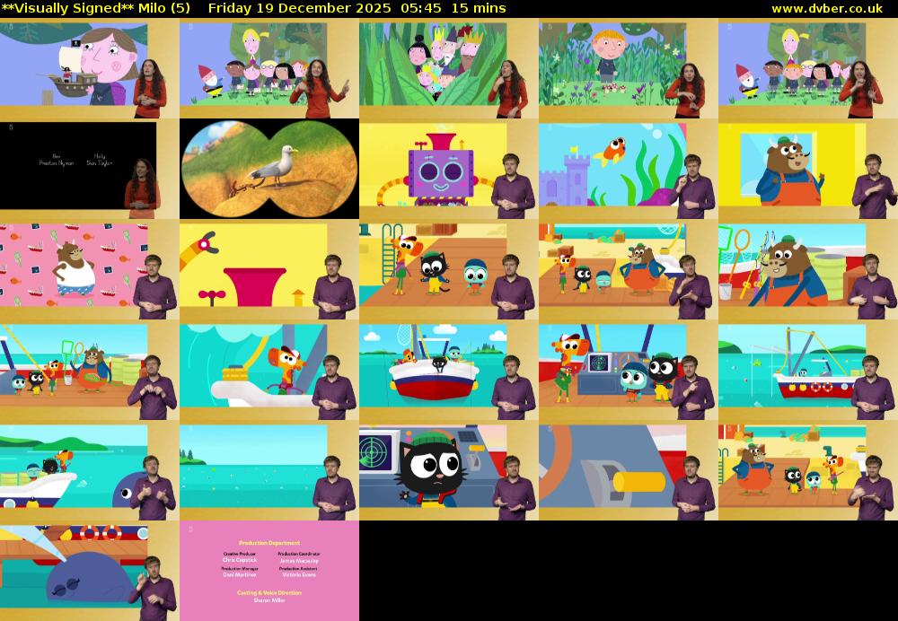 **Visually Signed** Milo (5) Friday 19 December 2025 05:45 - 06:00