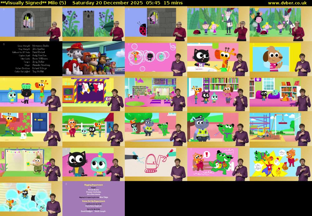 **Visually Signed** Milo (5) Saturday 20 December 2025 05:45 - 06:00