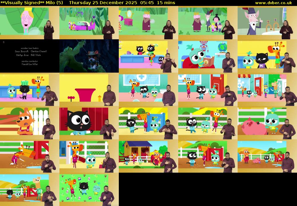 **Visually Signed** Milo (5) Thursday 25 December 2025 05:45 - 06:00