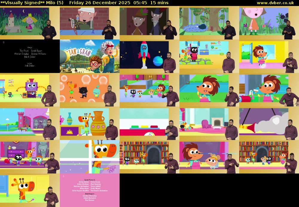 **Visually Signed** Milo (5) Friday 26 December 2025 05:45 - 06:00