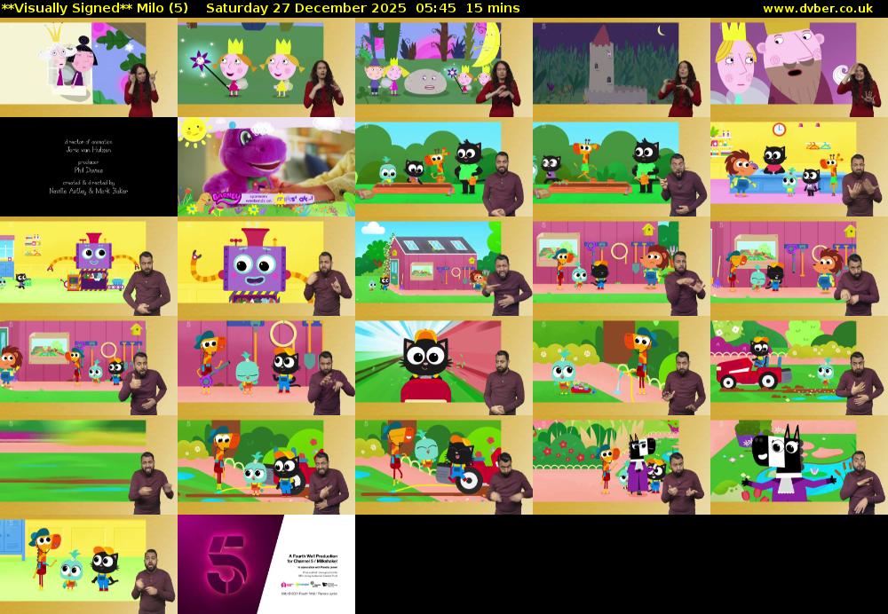 **Visually Signed** Milo (5) Saturday 27 December 2025 05:45 - 06:00