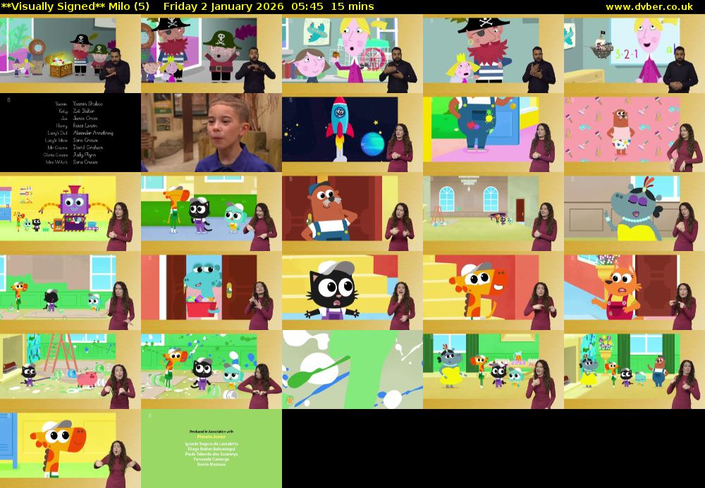 **Visually Signed** Milo (5) Friday 2 January 2026 05:45 - 06:00