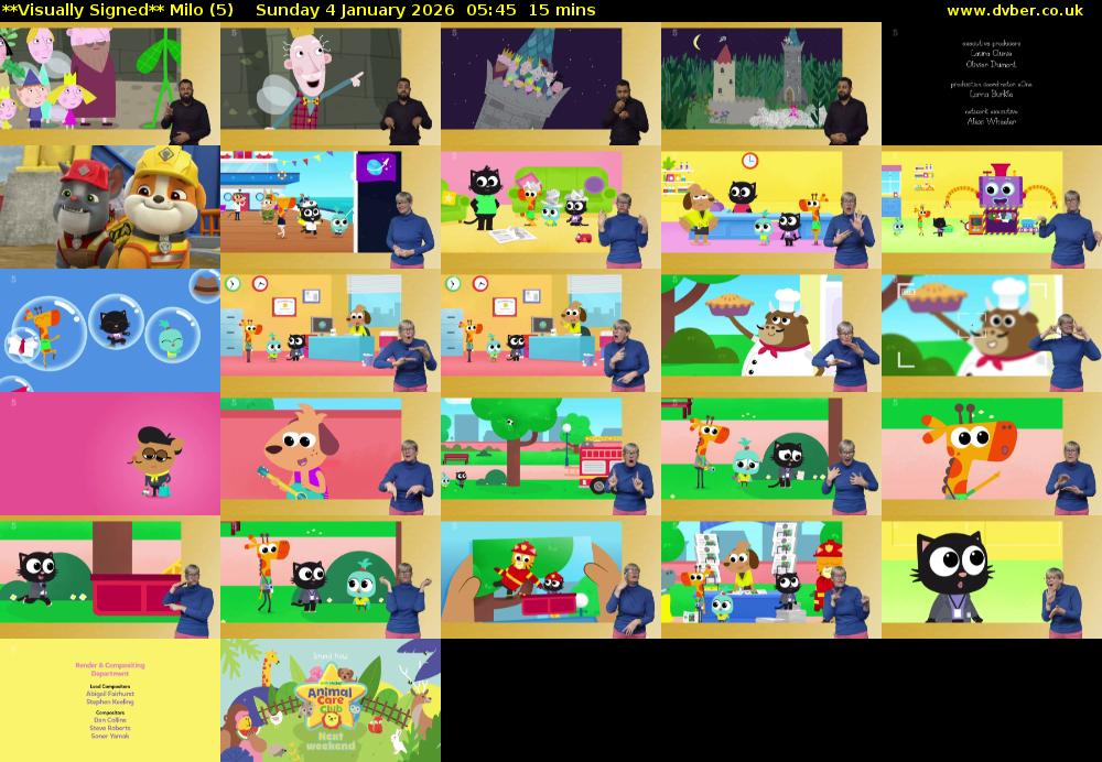 **Visually Signed** Milo (5) Sunday 4 January 2026 05:45 - 06:00