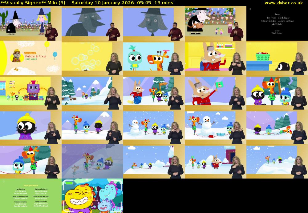 **Visually Signed** Milo (5) Saturday 10 January 2026 05:45 - 06:00