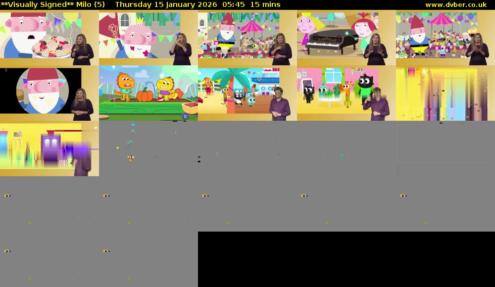 **Visually Signed** Milo (5) Thursday 15 January 2026 05:45 - 06:00