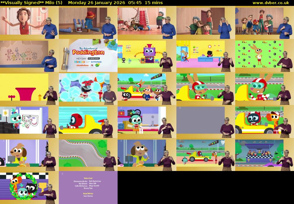 **Visually Signed** Milo (5) Monday 26 January 2026 05:45 - 06:00