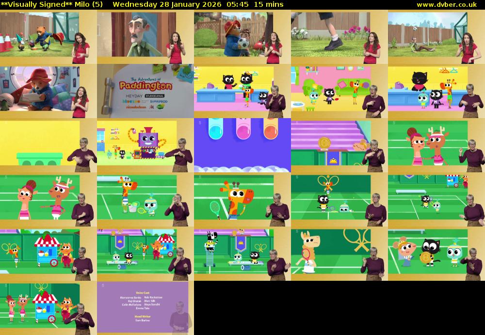 **Visually Signed** Milo (5) Wednesday 28 January 2026 05:45 - 06:00