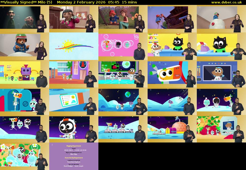 **Visually Signed** Milo (5) Monday 2 February 2026 05:45 - 06:00