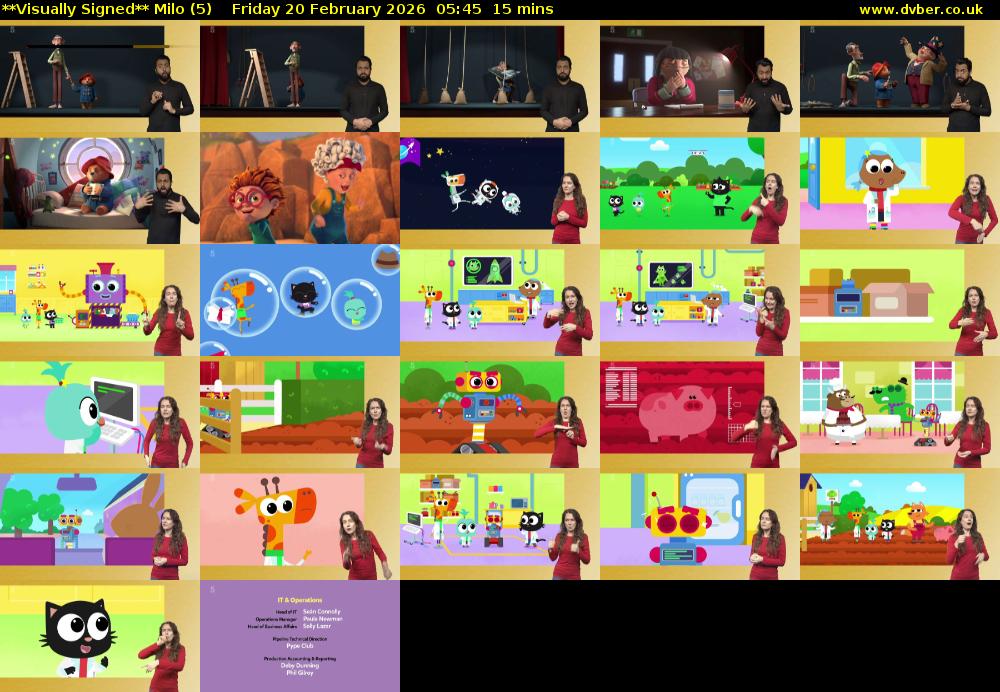 **Visually Signed** Milo (5) Friday 20 February 2026 05:45 - 06:00