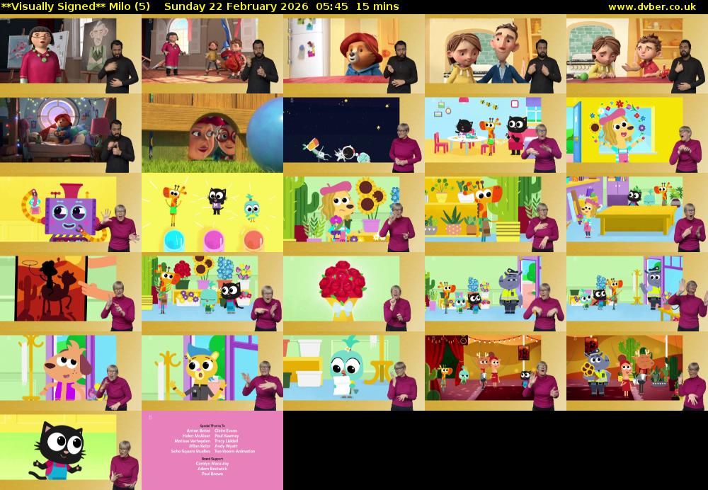 **Visually Signed** Milo (5) Sunday 22 February 2026 05:45 - 06:00