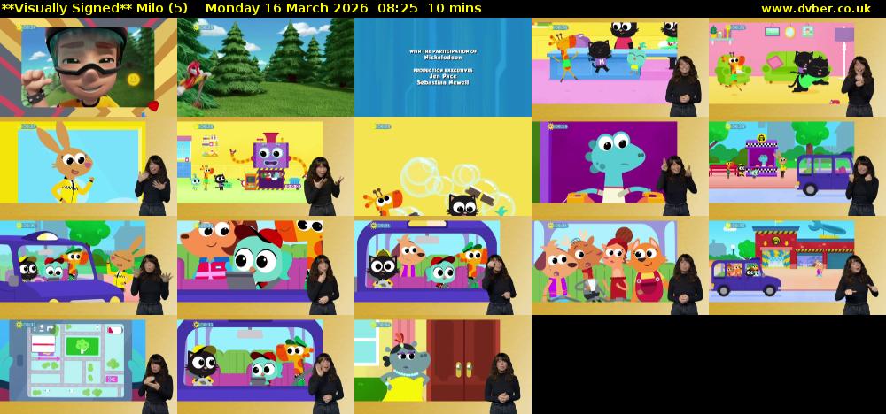 **Visually Signed** Milo (5) Monday 16 March 2026 08:25 - 08:35
