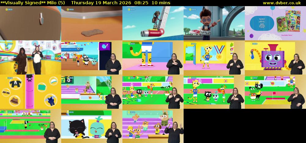 **Visually Signed** Milo (5) Thursday 19 March 2026 08:25 - 08:35