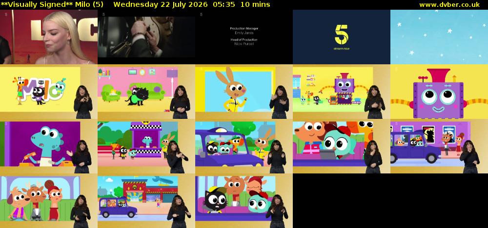 **Visually Signed** Milo (5) Wednesday 22 July 2026 05:35 - 05:45