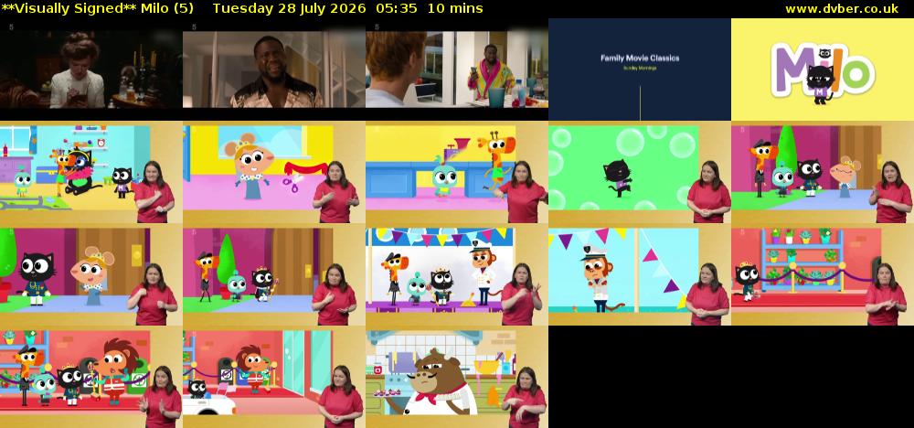 **Visually Signed** Milo (5) Tuesday 28 July 2026 05:35 - 05:45