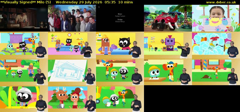 **Visually Signed** Milo (5) Wednesday 29 July 2026 05:35 - 05:45