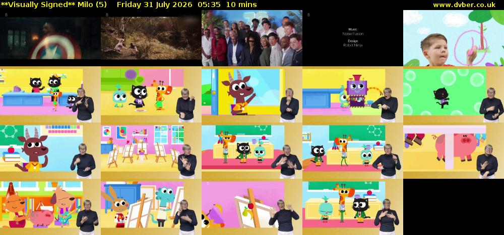 **Visually Signed** Milo (5) Friday 31 July 2026 05:35 - 05:45