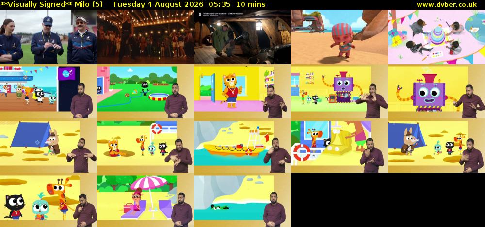 **Visually Signed** Milo (5) Tuesday 4 August 2026 05:35 - 05:45