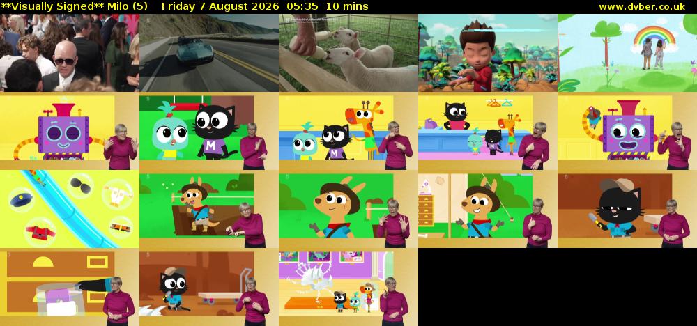 **Visually Signed** Milo (5) Friday 7 August 2026 05:35 - 05:45