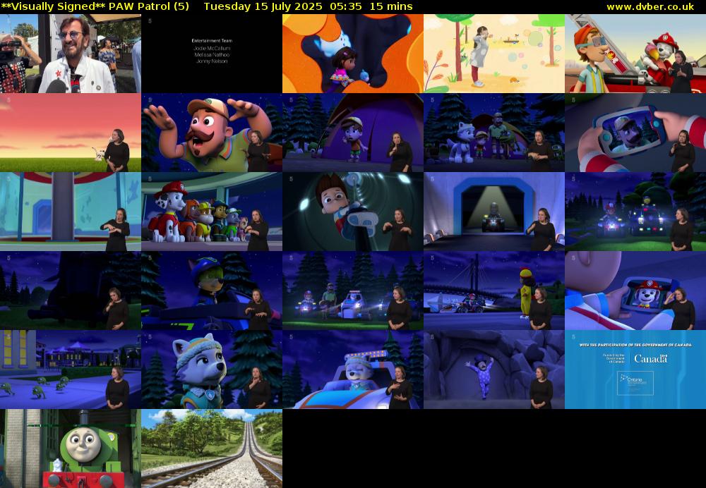 **Visually Signed** PAW Patrol (5) Tuesday 15 July 2025 05:35 - 05:50