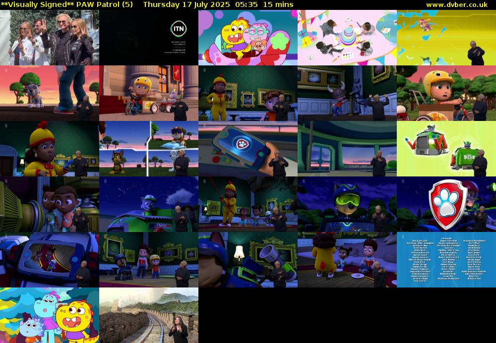 **Visually Signed** PAW Patrol (5) Thursday 17 July 2025 05:35 - 05:50