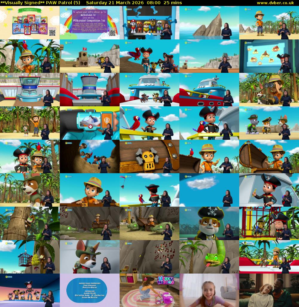 **Visually Signed** PAW Patrol (5) Saturday 21 March 2026 08:00 - 08:25