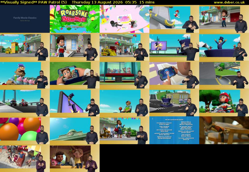 **Visually Signed** PAW Patrol (5) Thursday 13 August 2026 05:35 - 05:50