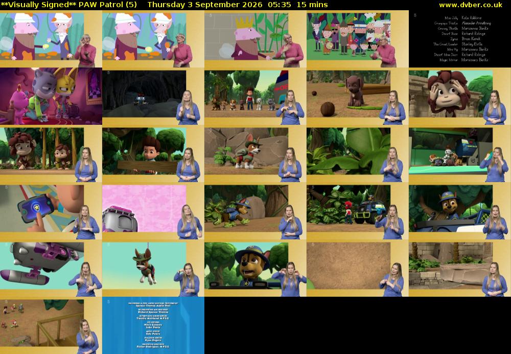 **Visually Signed** PAW Patrol (5) Thursday 3 September 2026 05:35 - 05:50
