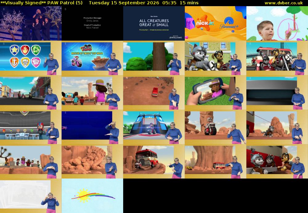 **Visually Signed** PAW Patrol (5) Tuesday 15 September 2026 05:35 - 05:50