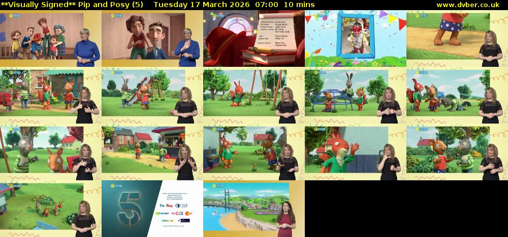 **Visually Signed** Pip and Posy (5) Tuesday 17 March 2026 07:00 - 07:10