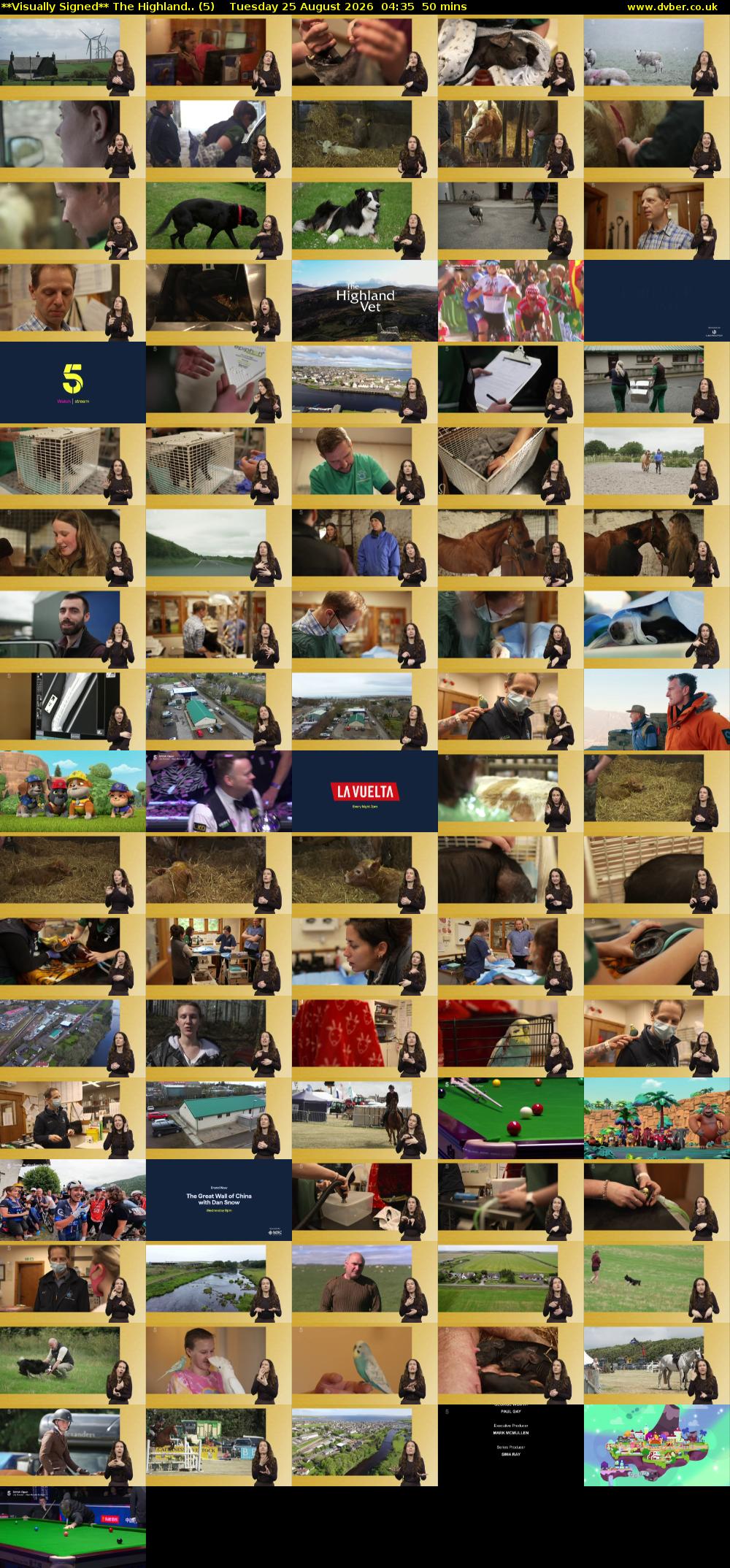 **Visually Signed** The Highland.. (5) Tuesday 25 August 2026 04:35 - 05:25
