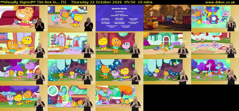 **Visually Signed** Tim Rex in... (5) Thursday 22 October 2026 05:50 - 06:00