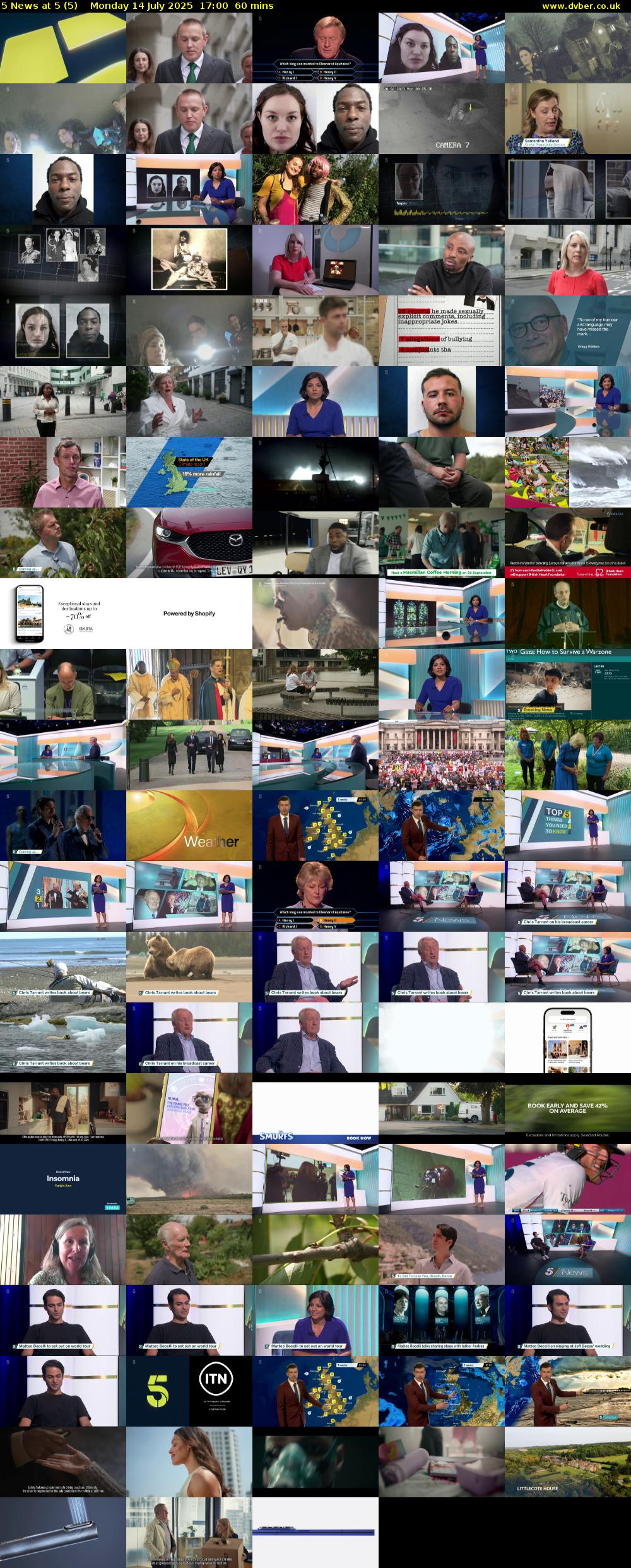 5 News at 5 (5) Monday 14 July 2025 17:00 - 18:00