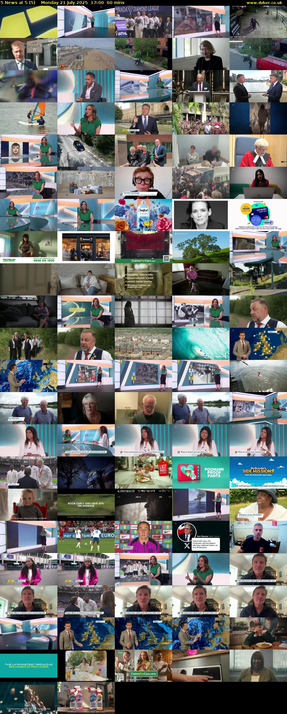 5 News at 5 (5) Monday 21 July 2025 17:00 - 18:00