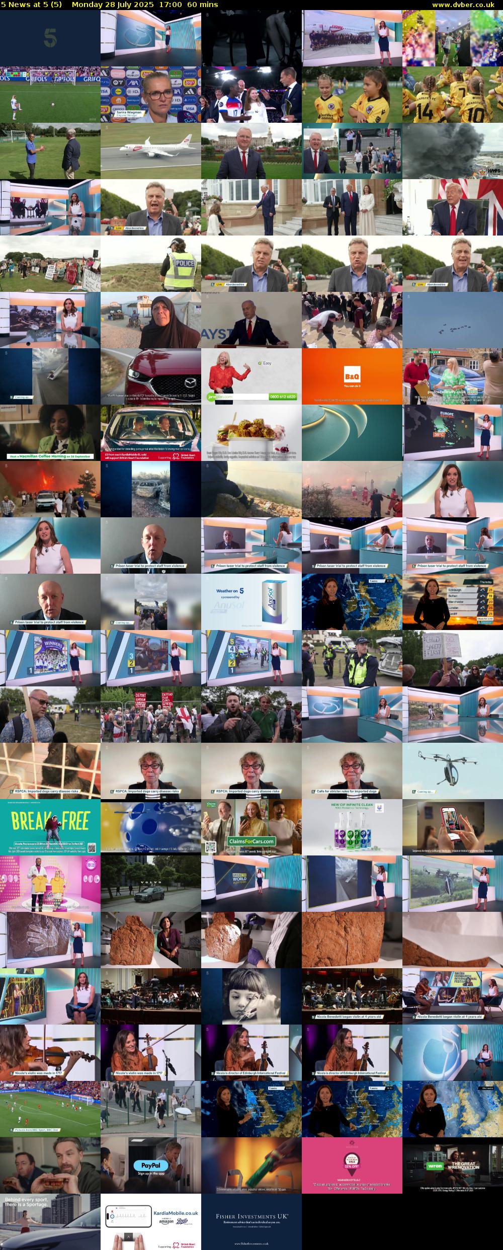 5 News at 5 (5) Monday 28 July 2025 17:00 - 18:00