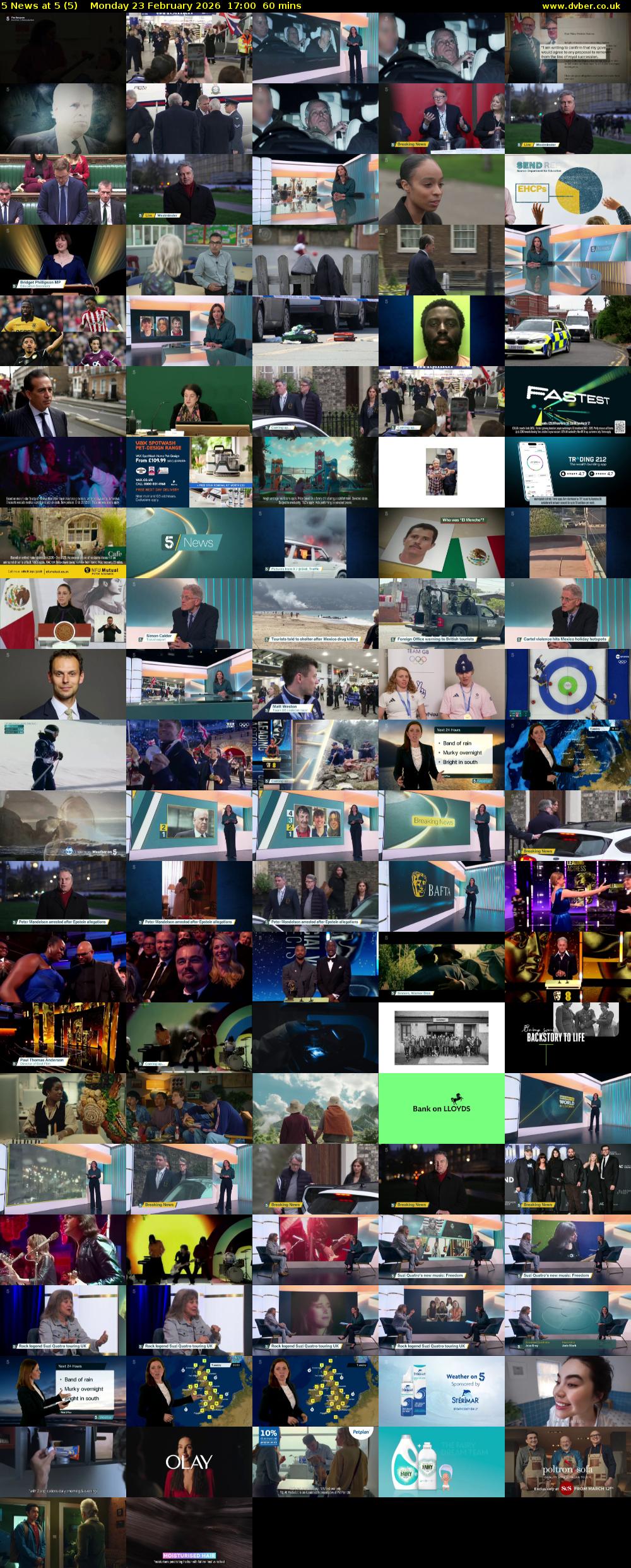 5 News at 5 (5) Monday 23 February 2026 17:00 - 18:00