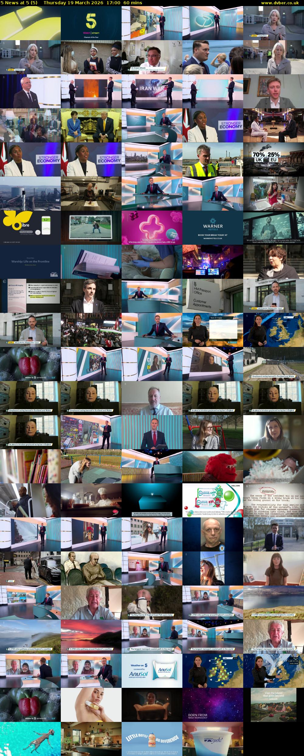 5 News at 5 (5) Thursday 19 March 2026 17:00 - 18:00