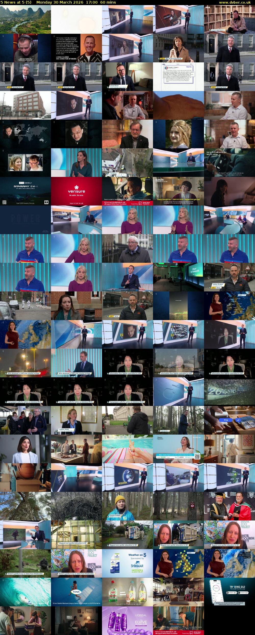 5 News at 5 (5) Monday 30 March 2026 17:00 - 18:00
