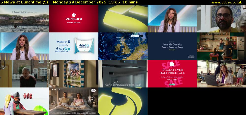 5 News at Lunchtime (5) Monday 29 December 2025 13:05 - 13:15