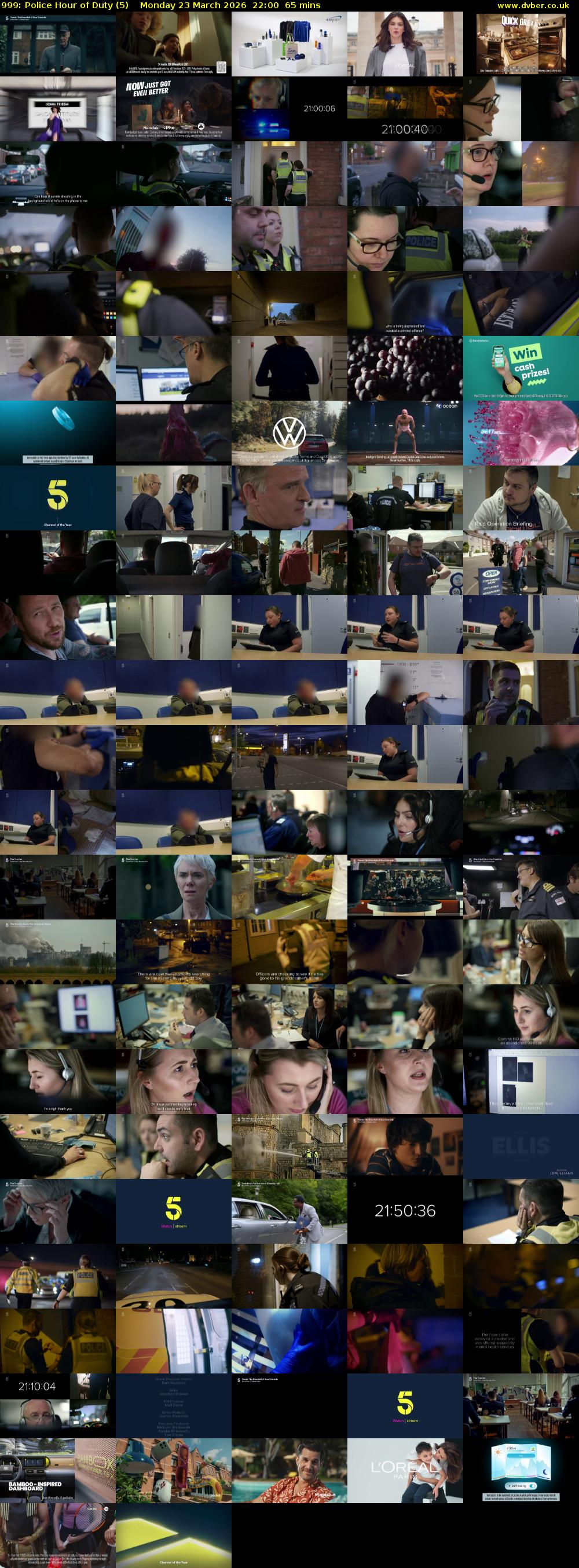 999: Police Hour of Duty (5) Monday 23 March 2026 22:00 - 23:05