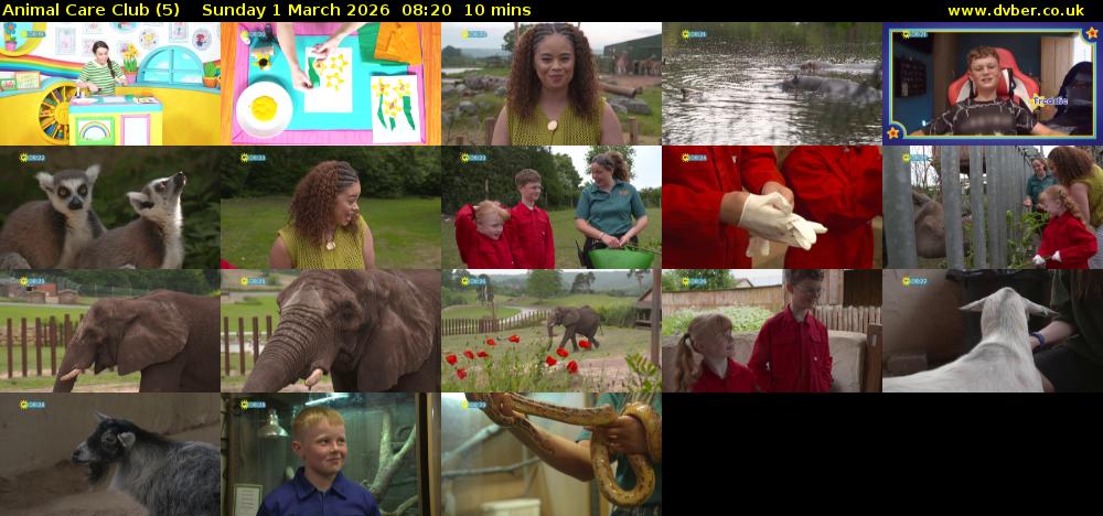 Animal Care Club (5) Sunday 1 March 2026 08:20 - 08:30