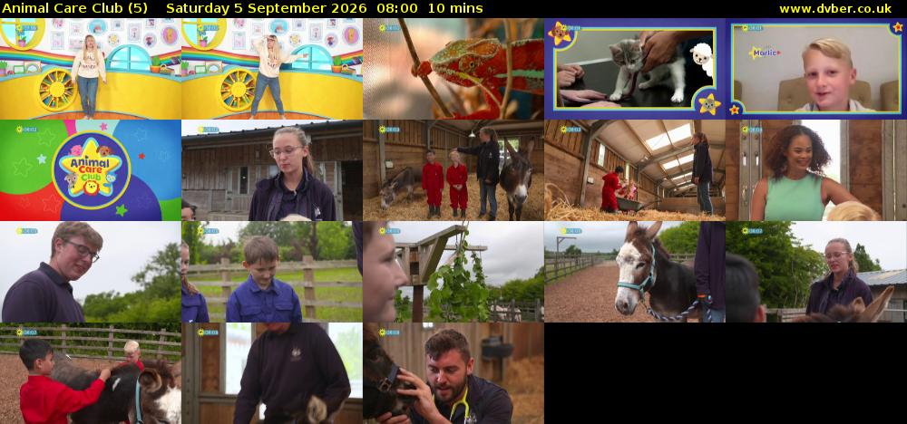 Animal Care Club (5) Saturday 5 September 2026 08:00 - 08:10