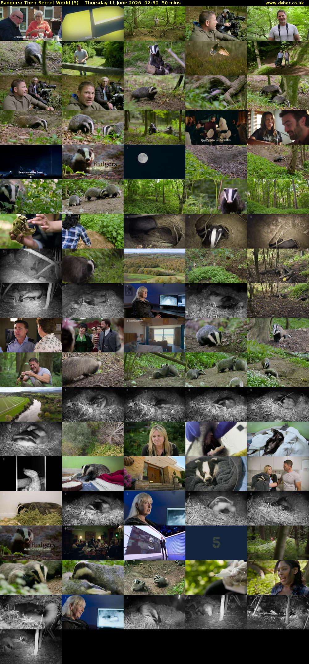 Badgers: Their Secret World (5) Thursday 11 June 2026 02:30 - 03:20