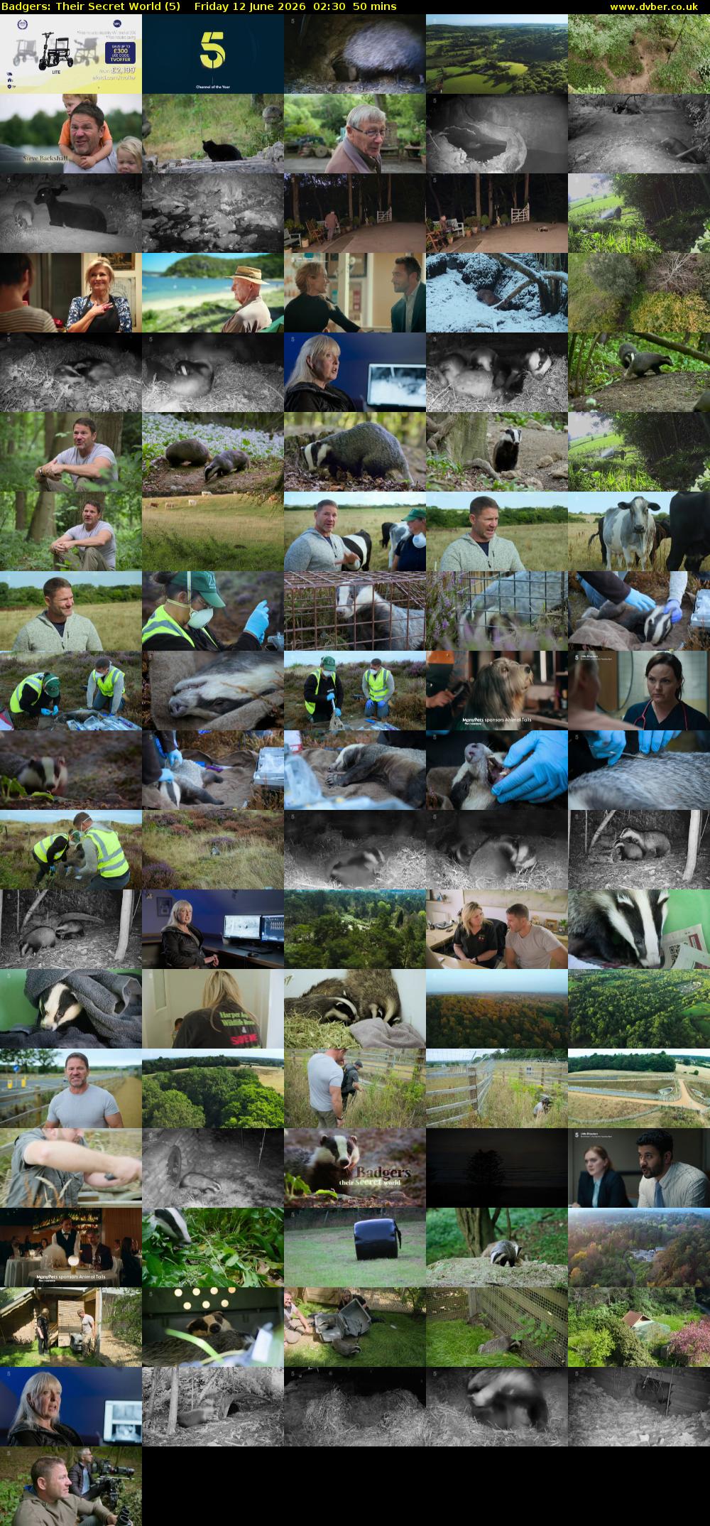 Badgers: Their Secret World (5) Friday 12 June 2026 02:30 - 03:20
