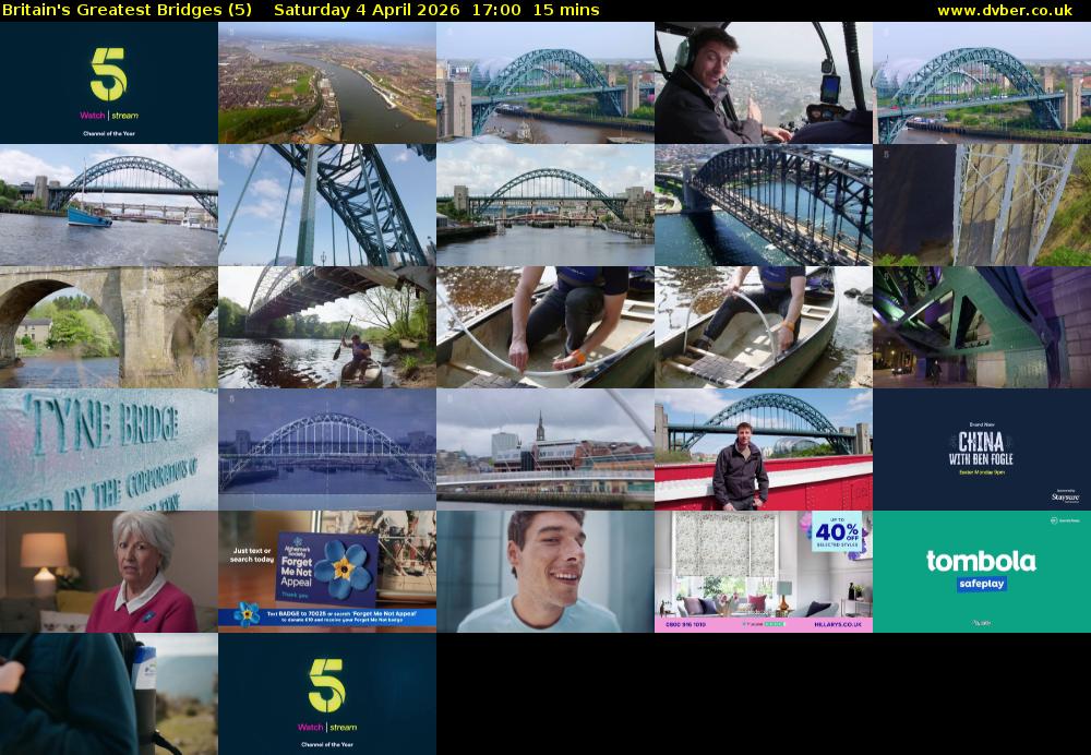 Britain's Greatest Bridges (5) Saturday 4 April 2026 17:00 - 17:15