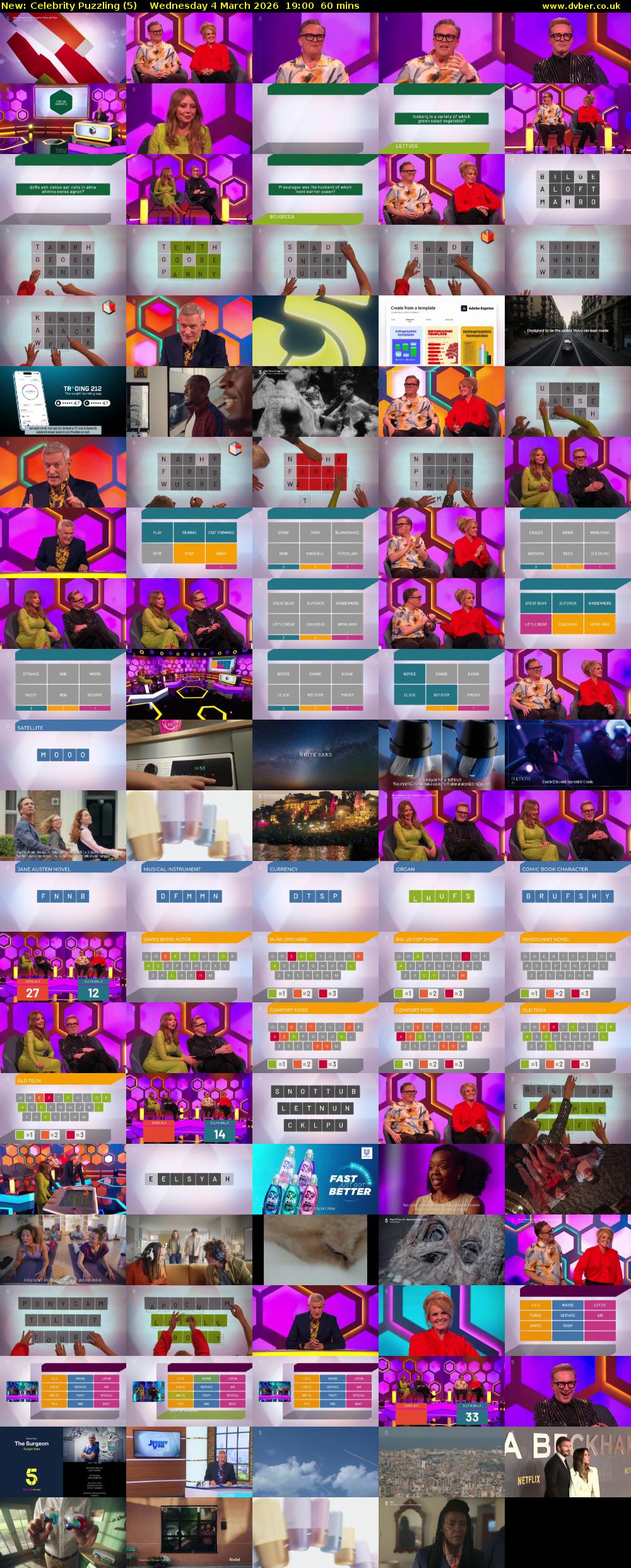 Celebrity Puzzling (5) Wednesday 4 March 2026 19:00 - 20:00