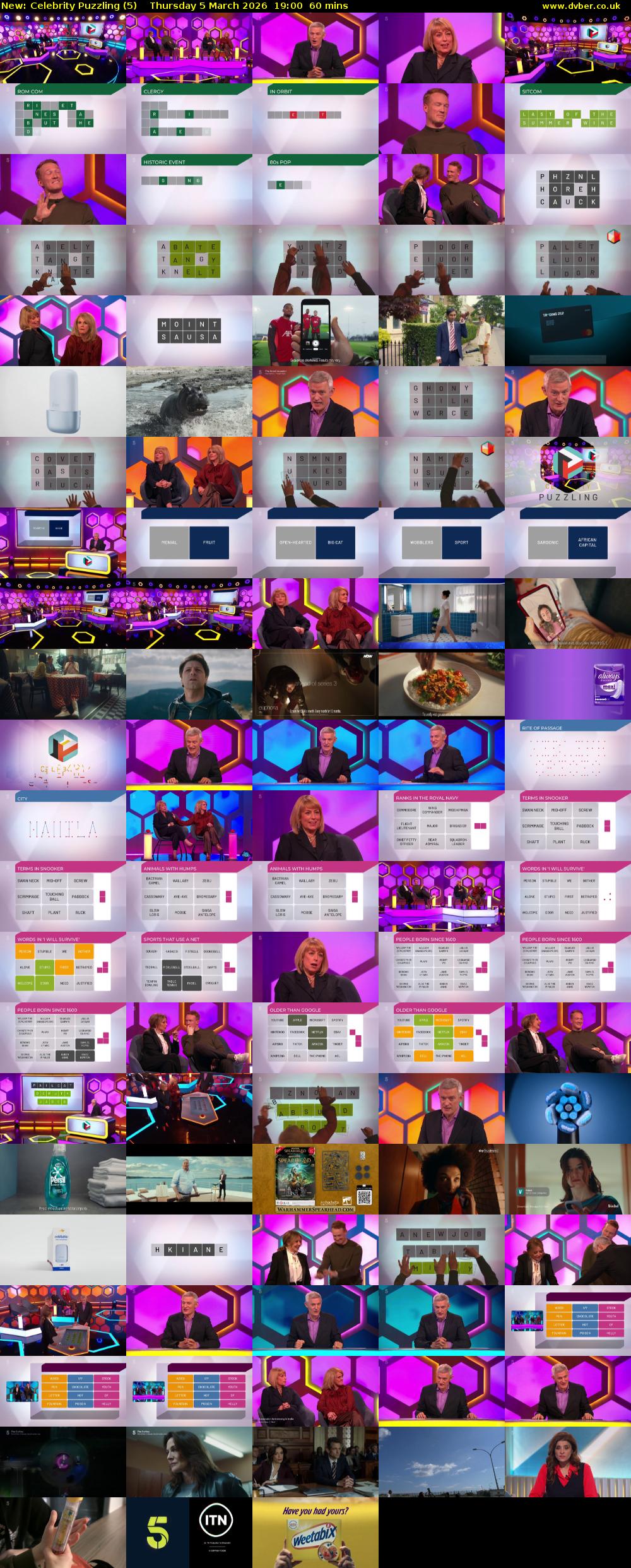 Celebrity Puzzling (5) Thursday 5 March 2026 19:00 - 20:00