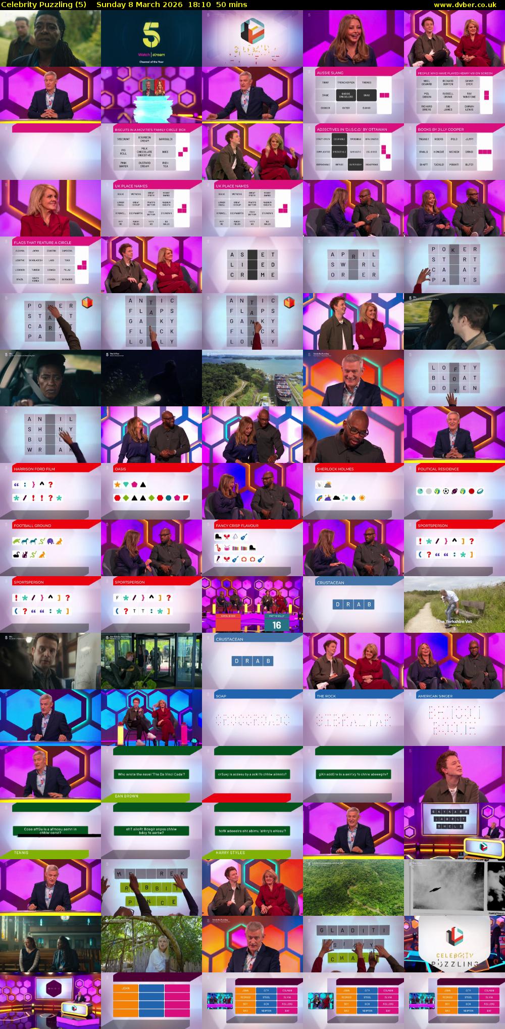 Celebrity Puzzling (5) Sunday 8 March 2026 18:10 - 19:00