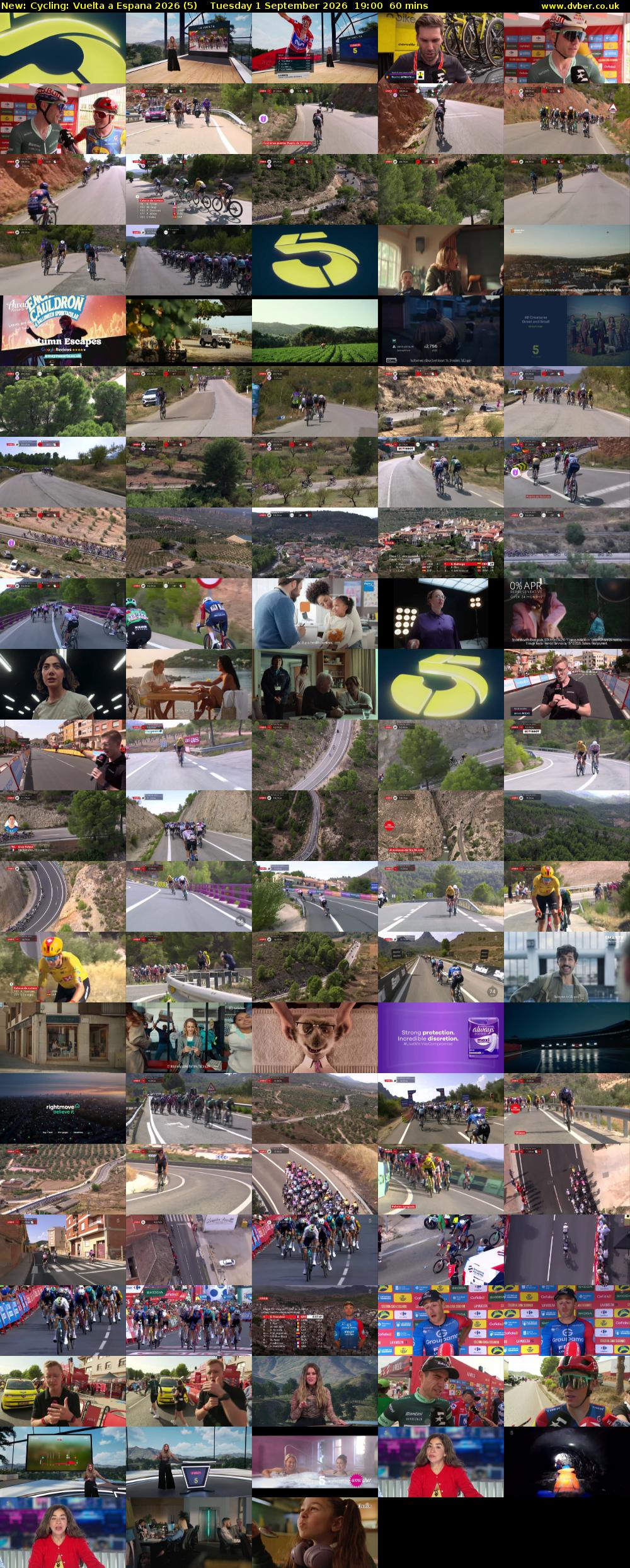 Cycling: Vuelta a Espana 2026 (5) Tuesday 1 September 2026 19:00 - 20:00