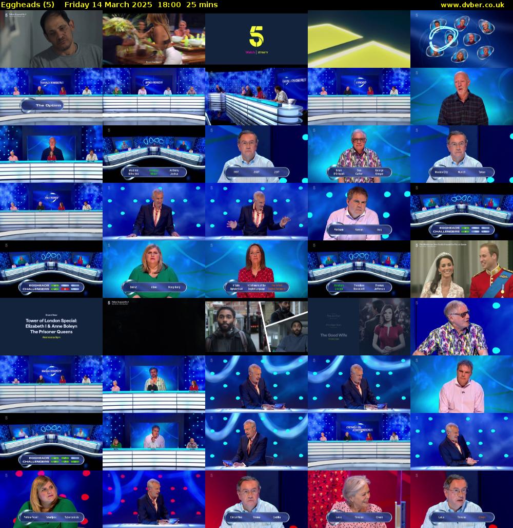 Eggheads (5) Friday 14 March 2025 18:00 - 18:25
