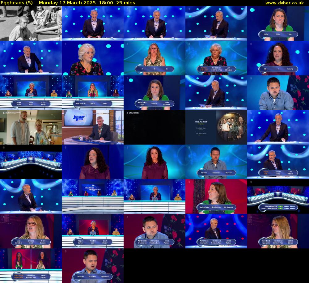 Eggheads (5) Monday 17 March 2025 18:00 - 18:25